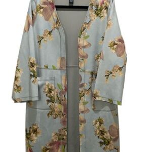 Joan Vass Floral V-Neck Top Size M